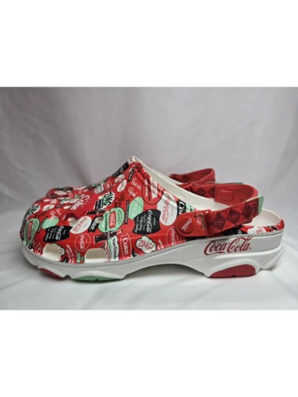 Crocs Mens COCA COLA ALL-TERRAIN CLOG White Red MENS SIZE 15- MISSING CHARMS
